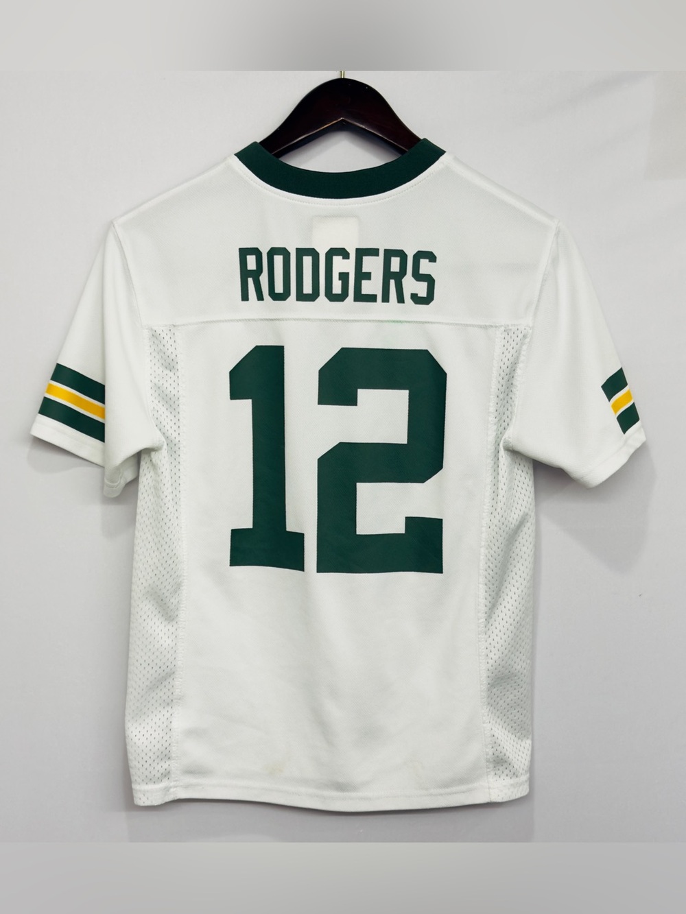 NFL Team Apparel #12 Aaron Rodgers White Jersey Unisex  Youth Size  Medium